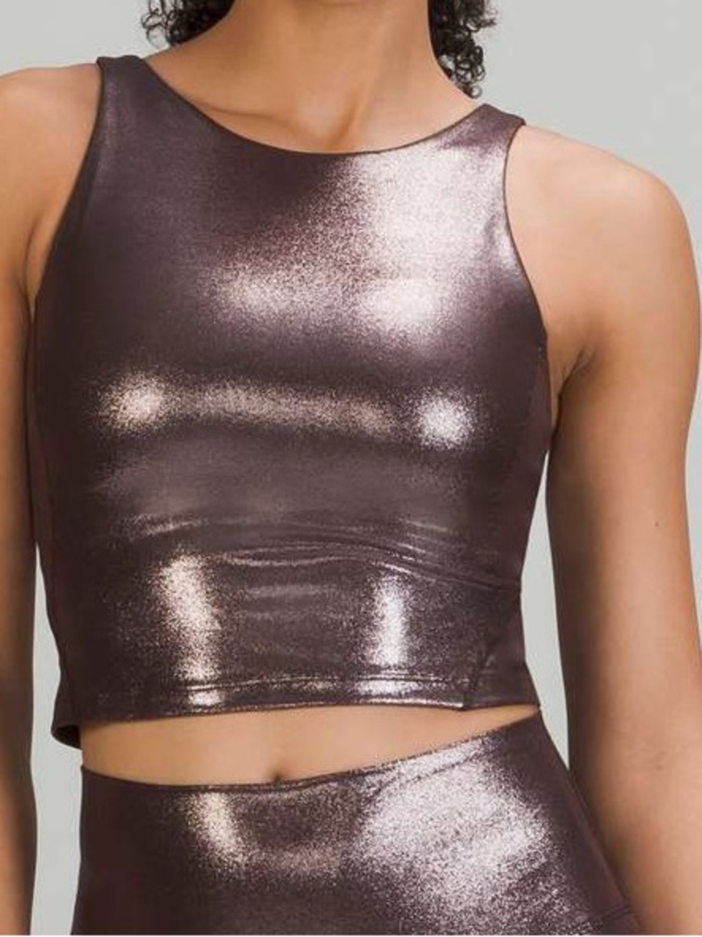 lululemon athletica Shimmery Metallic Crop Tank in Bronze